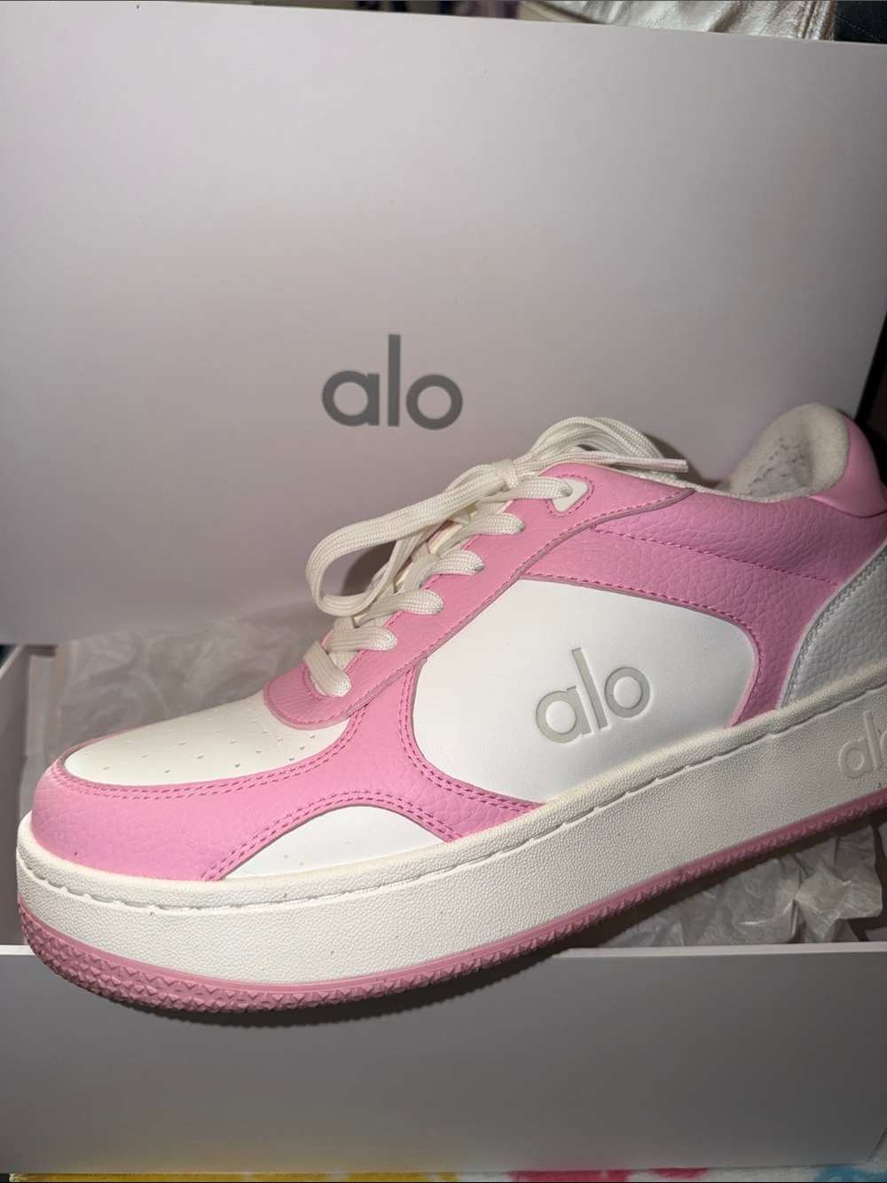 ALO Yoga White and Pink Low-Top Sneakers